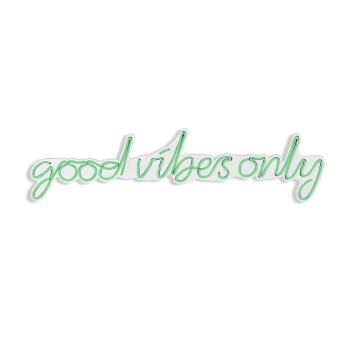 Iluminación LED decorativa de plástico Good Vibes Only verde 76x19x2 cm