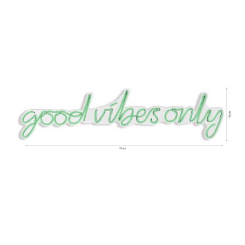 Iluminación LED decorativa de plástico Good Vibes Only verde 76x19x2 cm