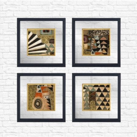 Cuadro decorativo enmarcado CAM56731096 multicolor 32x32 cm (4 piezas)