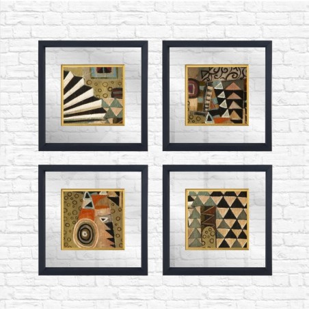 Cuadro decorativo enmarcado CAM56731096 multicolor 32x32 cm (4 piezas)