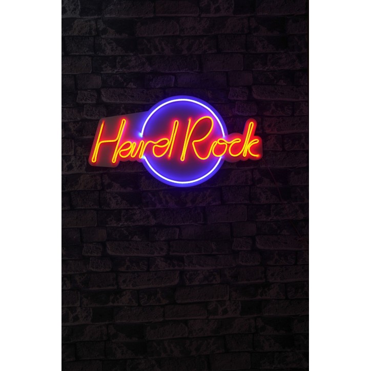 Iluminación LED decorativa de plástico Hard Rock azul rojo 32x60x2 cm