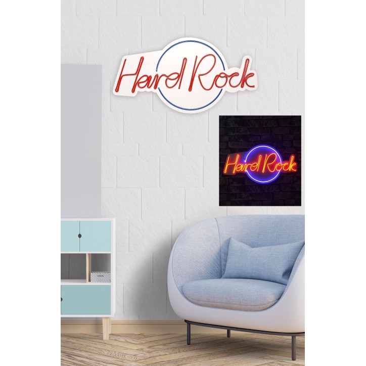 Iluminación LED decorativa de plástico Hard Rock azul rojo 32x60x2 cm