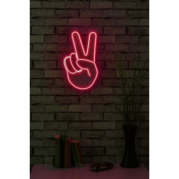 Iluminación LED decorativa de plástico Victory Sign rojo 29x44x2 cm