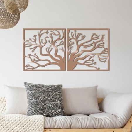 Decoración pared de metal Tree2 cobre 100x50 cm