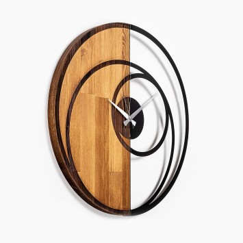 Reloj de pared madera Circle nogal negro 56x3x56 cm