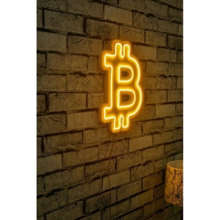 Iluminación LED decorativa de plástico Bitcoin amarillo 16x35x2 cm