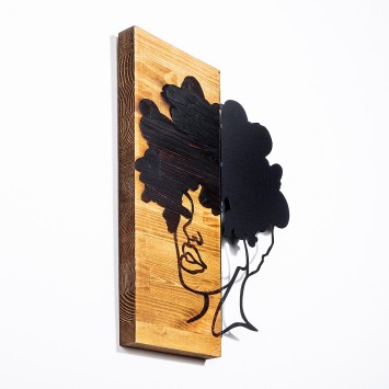 Decoración pared de madera African Woman nogal claro negro 35x3x50 cm