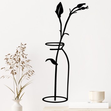 Decoración pared de metal Flower In The Vase negro 33x0.15x71 cm