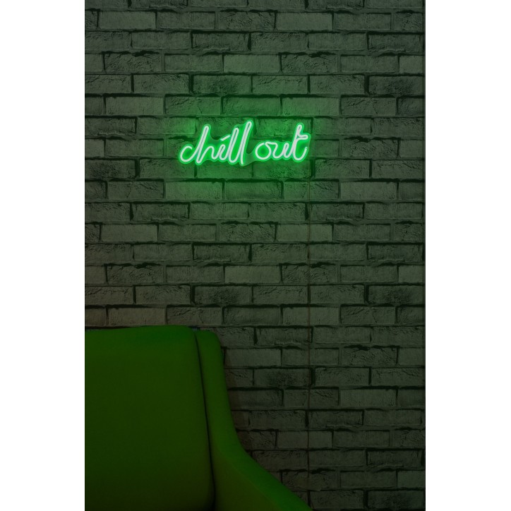 Iluminación LED decorativa de plástico Chill Out verde 39x14x2 cm