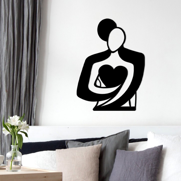 Decoración pared de metal Love negro 70x0.15x52 cm