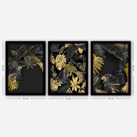 Cuadro decorativo enmarcado 3SC92 multicolor 35x45 cm (3 piezas)