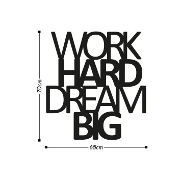 Decoración pared de metal Work Hard Dream Big negro 65x70 cm