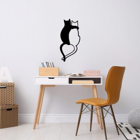 Decoración pared de metal Love Cats-478 negro 33x70 cm