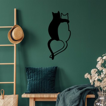 Decoración pared de metal Love Cats -478 negro 33x70 cm