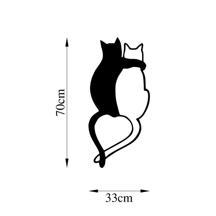 Decoración pared de metal Love Cats-478 negro 33x70 cm