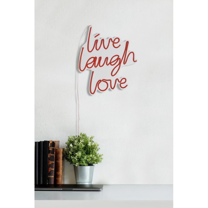 Iluminación LED decorativa de plástico Live Laugh Love rojo 30.5x35.5x2 cm