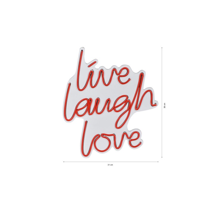 Iluminación LED decorativa de plástico Live Laugh Love rojo 30.5x35.5x2 cm