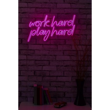 Iluminación LED decorativa de plástico Work Hard Play Hard rosa 55x36x2 cm