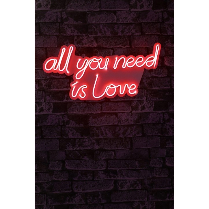 Iluminación LED decorativa de plástico All You Need is Love rojo 32x60x2 cm