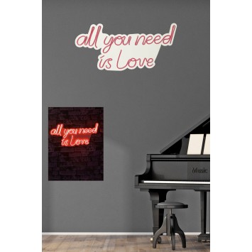 Iluminación LED decorativa de plástico All You Need is Love rojo 32x60x2 cm