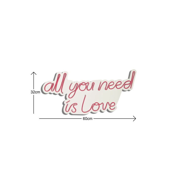 Iluminación LED decorativa de plástico All You Need is Love rojo 32x60x2 cm