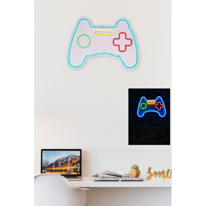 Iluminación LED decorativa de plástico Play Station Gaming Controller multicolor 40x29x3 cm