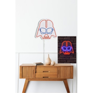 Iluminación LED decorativa de plástico Darth Vader rojo azul 38x36x2 cm