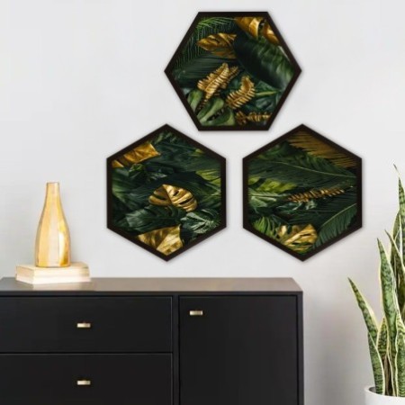 Cuadro decorativo enmarcado 6GEN1457878745 multicolor 35x35 cm (3 piezas)