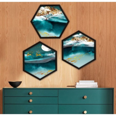 Cuadro decorativo enmarcado 6GEN1730799 multicolor 35x35 cm (3 piezas)