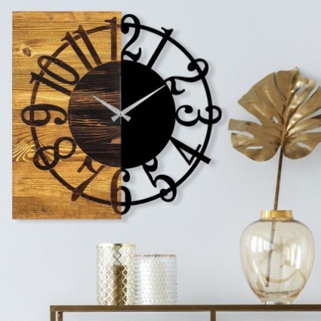 Reloj de pared madera Modelo 1 nogal negro 58x3x58 cm