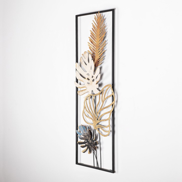 Decoración pared de metal Palm Leaves multicolor 32x90 cm