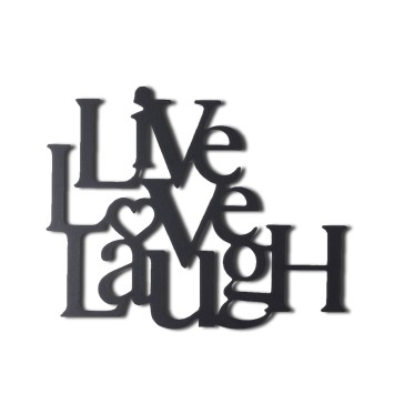 Decoración pared de metal Live Love Laugh negro 40x49 cm