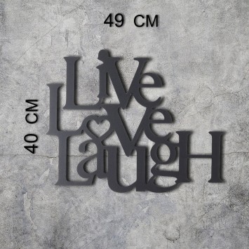 Decoración pared de metal Live Love Laugh negro 40x49 cm