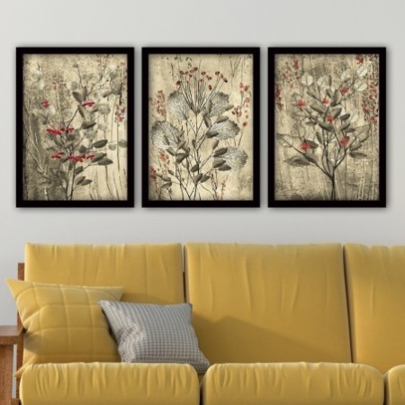 Cuadro decorativo enmarcado 3SC83 multicolor 35x45 cm (3 piezas)