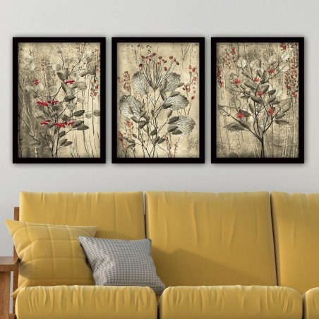 Cuadro decorativo enmarcado 3SC83 multicolor 35x45 cm (3 piezas)