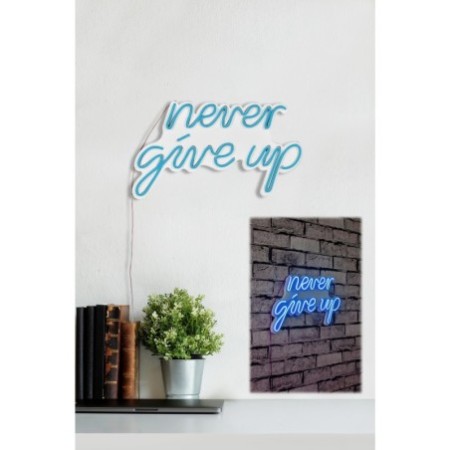 Iluminación LED decorativa de plástico Never Give Up azul 39.5x23x2 cm