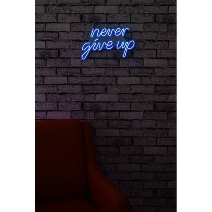 Iluminación LED decorativa de plástico Never Give Up azul 39.5x23x2 cm