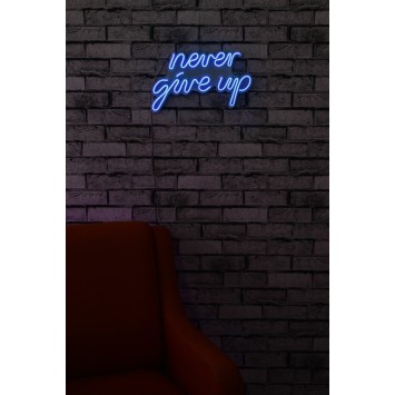 Iluminación LED decorativa de plástico Never Give Up azul 39.5x23x2 cm