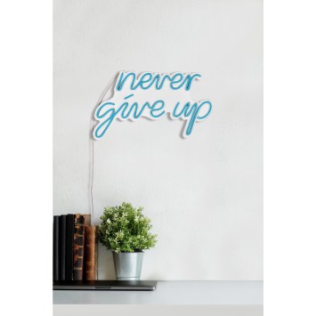 Iluminación LED decorativa de plástico Never Give Up azul 39.5x23x2 cm