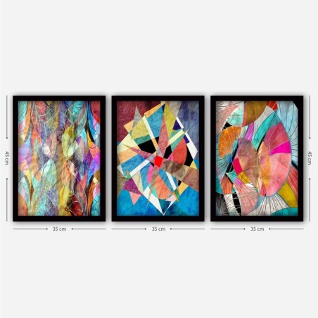 Cuadro decorativo enmarcado 3SC199 multicolor 35x45 cm (3 piezas)