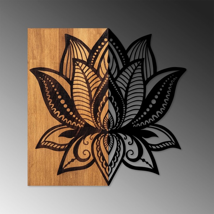 Decoración pared de madera Lotus 10 nogal negro 59x58 cm