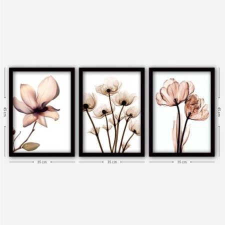 Cuadro decorativo enmarcado 3SC157 multicolor 35x45 cm (3 piezas)