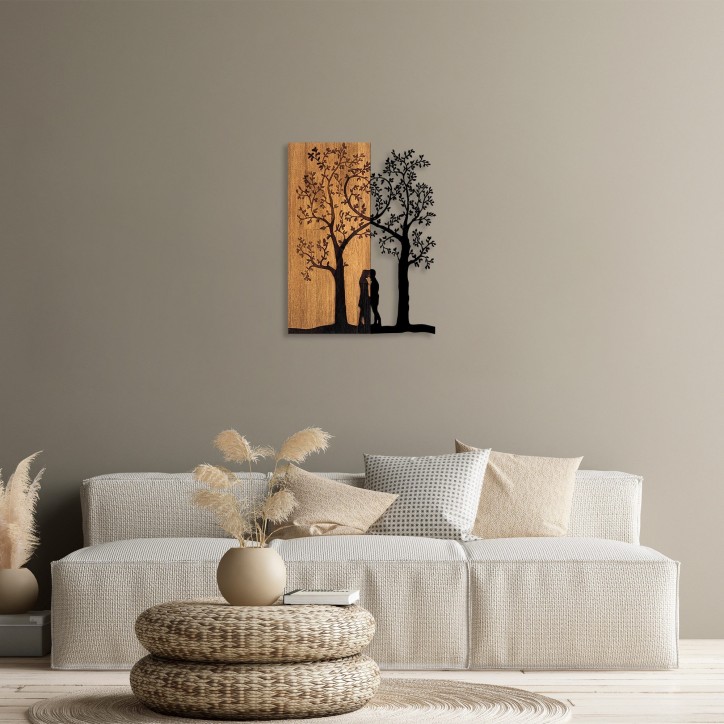 Decoración pared de madera Love Under The Tree nogal negro 45x58 cm