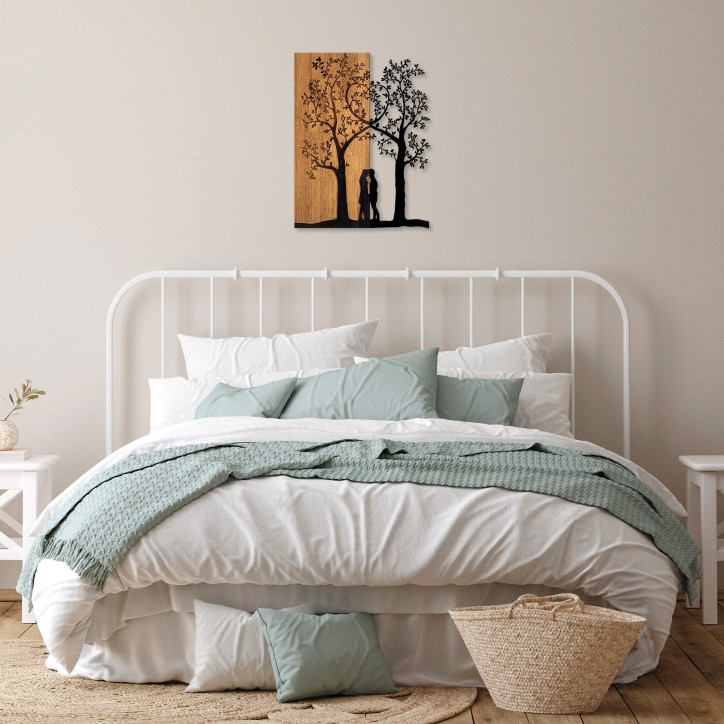 Decoración pared de madera Love Under The Tree nogal negro 45x58 cm