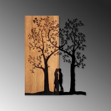 Decoración pared de madera Love Under The Tree nogal negro 45x58 cm