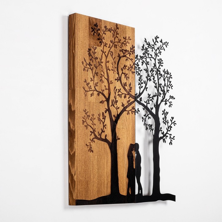 Decoración pared de madera Love Under The Tree nogal negro 45x58 cm