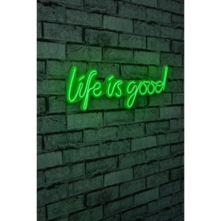 Iluminación LED decorativa de plástico Life Is Good verde 57x17x2 cm