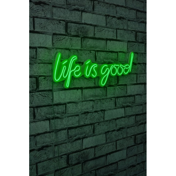 Iluminación LED decorativa de plástico Life Is Good verde 57x17x2 cm