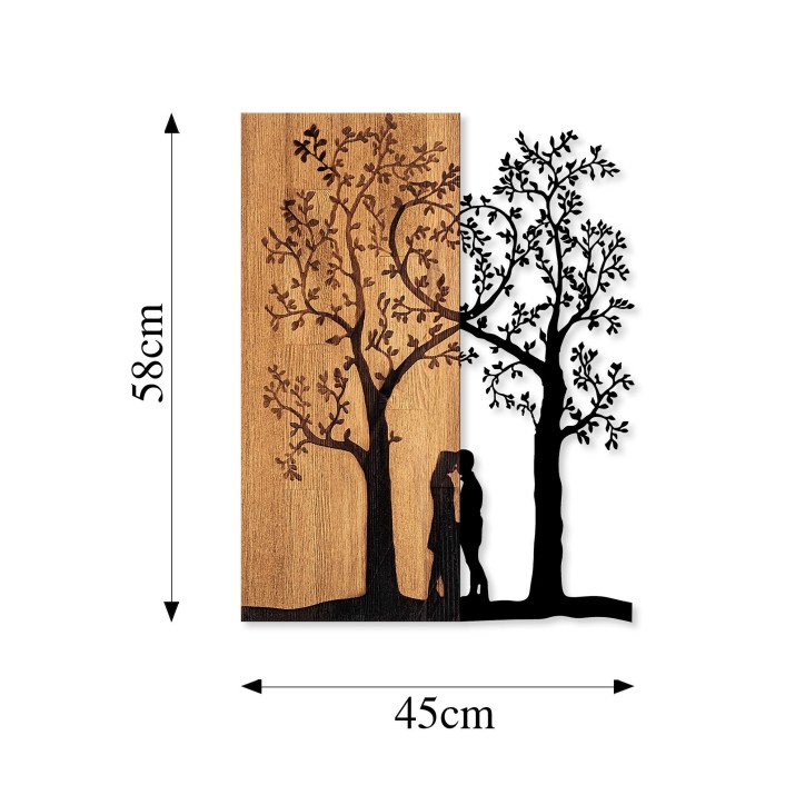 Decoración pared de madera Love Under The Tree nogal negro 45x58 cm