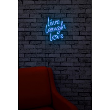 Iluminación LED decorativa de plástico Live Laugh Love azul 30.5x35.5x2 cm